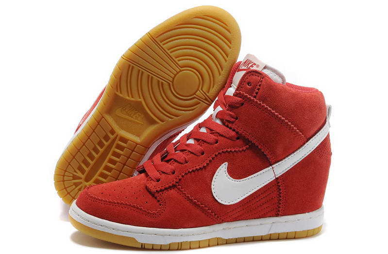 Nike Chaussures Ascenseur Femmes Dunk Sky Salut Rouge Blanc
